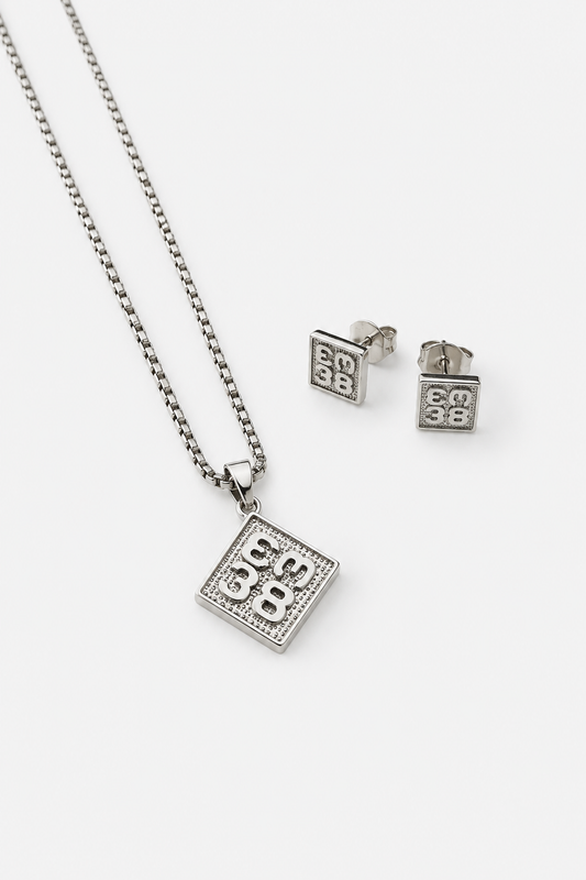 EM38 Stud Earrings & Pendant Combo